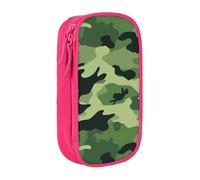 MKNAZ Trousse à crayons double couche avec imprimé camouflage vert pour étudiants, artistes, école, bureau, université, noir, rose, One Size, Cartable