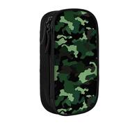 MKNAZ Trousse à crayons double couche avec imprimé camouflage vert pour étudiants, artistes, école, bureau, université, noir, Noir , One Size, Cartable