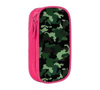 MKNAZ Trousse à crayons double couche avec imprimé camouflage vert pour étudiants, artistes, école, bureau, université, noir, rose, One Size, Cartable