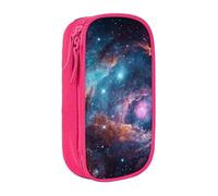 MKNAZ Trousse à crayons double couche avec imprimé univers galaxie espace pour étudiants, artistes, école, bureau, université, noir, rose, One Size, Cartable