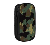 MKNAZ Trousse à crayons double couche avec motif camouflage imprimé pour étudiants, artistes, école, bureau, université, noir, Noir , One Size, Cartable