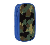 MKNAZ Trousse à crayons double couche avec motif camouflage imprimé pour étudiants, artistes, école, bureau, université, noir, bleu, One Size, Cartable