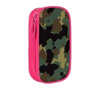 MKNAZ Trousse à crayons double couche avec motif camouflage imprimé pour étudiants, artistes, école, bureau, université, noir, rose, One Size, Cartable