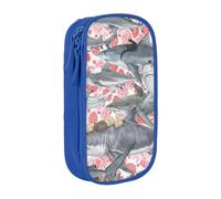 MKNAZ Trousse à crayons double couche avec motif chats chevauchant des poissons, pour étudiants, artistes, école, bureau, université, noir, bleu, One Size, Cartable