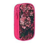 MKNAZ Trousse à crayons double couche avec motif de fleurs triangulaires pour étudiants, artistes, école, bureau, université, noir, rose, One Size, Cartable