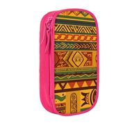 MKNAZ Trousse à crayons double couche avec motifs nationaux africains imprimés pour étudiants, artistes, école, bureau, université, noir, rose, One Size, Cartable