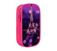 MKNAZ Trousse à crayons double couche imprimée Paris rose pour étudiants, artistes, école, bureau, université, noir, rose, One Size, Cartable