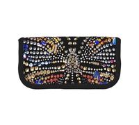 MKNAZ Trousse à crayons en toile imprimée avec strass et papillons - Grande capacité - Organiseur de papeterie - Trousse de maquillage pour l'école, le bureau, les voyages, cadeaux d'étudiants