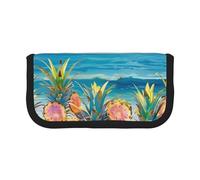 MKNAZ Trousse à crayons en toile imprimée oiseaux d'extérieur grande capacité pour papeterie, maquillage pour l'école, le bureau, les voyages, cadeaux d'étudiants, Ananas Sea Beach, One Size, Cartable