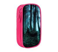 MKNAZ Trousse à crayons imprimée Ghost Hid Behind The Trees - Double couche - Pour étudiants, artistes, école, bureau, université, noir, rose, One Size, Cartable