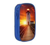 MKNAZ Trousse à crayons imprimée Sunset at the Seaside - Double couche - Pour étudiants, artistes, école, bureau, université, noir, bleu, One Size, Cartable