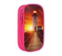 MKNAZ Trousse à crayons imprimée Sunset at the Seaside - Double couche - Pour étudiants, artistes, école, bureau, université, noir, rose, One Size, Cartable