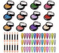MKNZOME 12 BoîTe Poudre Chrome Ongle Effet Miroir, Nail Art Paillette Poudre Ongle Pour Manucure Or Argent Vert Bleu Violet Rouge Pou La DéCoration D'Art Ongle, Festival Visage Corps
