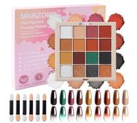 MKNZOME 16 Couleurs Pigment Ongles Nail Art, Ongles Automne Marron Vert Sauge Camaïeu Dégradé Mat Poudre Chrome Ongle Paillette Ongles Nail Art Pou La DéCoration D'Art Ongle