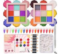 MKNZOME 18 Couleurs Poudre Chrome Ongle, 100Pcs Eponge Nail Art, Poudre Ongles Paillette Ongles Blanc Noir Rouge Jaune Bleu Pou La DéCoration D'Art Ongle, 12 Baguettes éponge