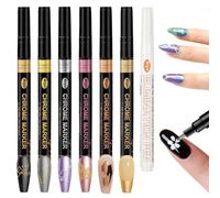 MKNZOME 6 Couleurs 0,7 mm Stylo Nail Art Graffiti Pen Avec Stylo Dissolvant, 3D Chrome Ongle Stylo Vernis à Ongles DIY Manucure Décoration Dotting Pen pour la Maison le Salon Manucure