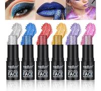 MKNZOME 6 Pièce Gel Paillettes Visage, Mermaid Sequins Body Glitter Gel, Sirène Chunky Glitter pour le Visage, le Corps, les Cheveux, Paillettes Résine Scintillantes Longue durée pour Festival