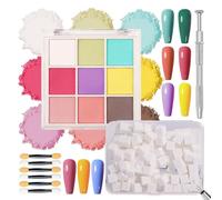MKNZOME 9 Couleurs Poudre Chrome Ongle, 100Pcs Eponge Nail Art, Poudre Ongles Paillette Ongles Blanc Bleu Rose Violet Marron Decoration Ongles Pou La DéCoration D'Art Ongle, 6 Baguettes éponge