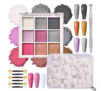 MKNZOME 9 Couleurs Poudre Chrome Ongle, 100Pcs Eponge Nail Art, Poudre Ongles Paillette Ongles Blanc Marron Violet Gris Decoration Ongles Pou La DéCoration D'Art Ongle, 6 Baguettes éponge
