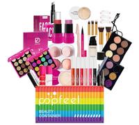 MKNZOME All in One Make Up Set, Schminke Set für Frauen, avec Foundation, Lidschatten Palette, Eyeliner,Mascara, Lip Gloss, Anti-cernes, etc, Kit de Démarrage Cosmétique avec Boîte de Rangement
