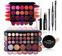 MKNZOME Coffret de Maquillage Complet pour Femme - Trousse avec Palette de Fard à Paupières, Brillant à Lèvres, Mascara