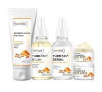 MKNZOME Coffret de Soins à la Curcuma, 5 Produits Skincare Coffret Beauté Femme avec Nettoyant, Huile de Curcuma, Serum Hydratant Visage, Creme Visage, Film de Boue, Coffret Cadeau Femme