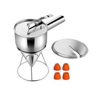 MKNZOME Entonnoir a Piston, Entonnoir Cuisine 1,2 Litre Piston Patisserie Distributeur de Pate en Acier Inoxydable avec Support pour Takoyaki Cupcakes Crêpes Gaufres Gâteaux et Desserts