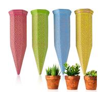 MKNZOME Oyas a Planter Terre Cuite, 4 Pièces Arrosage Goutte à Goutte Ollas Terre Cuite Arrosage Automatique Plantes Irrigation Goutte a Goutte Bouteille pour Jardin Maison Intérieur Extérieur