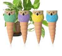 MKNZOME Oyas a Planter Terre Cuite, 4 Pièces Arrosage Goutte à Goutte Ollas Terre Cuite Arrosage Automatique Plantes Irrigation Goutte a Goutte Bouteille pour Jardin Maison Intérieur Extérieur