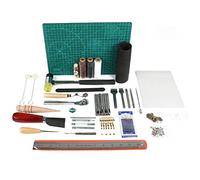 MKNZONE Cuir Outil de Bricolage Kit, 61 Pièces Outils de Maroquinerie Main Couture Cuir Bricolage d’Artisanat, Kit de Gravure sur Cuir Leather Craft Tools pour Piquer, Marquer, Travailler, Coudre#1