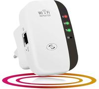 MKOIJN WiFi Répéteur 300Mbps Wireless Mini Repeater sans Fil Adaptateur Amplificateur de Signal Wireless Répétiteur, 2.4GHz Antennes Intégrées Norme,1 Port Ethernet, Protection WPS