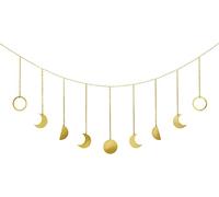 Mkouo Guirlande de Phase de Lune with Chains Boho Gold Shining Phase Wall Hanging Ornaments Lune Hang Art Room Decor for Bedroom Living Room Apartment Dorm Nursery Home Office, Gold
