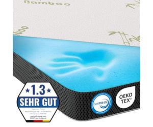 MKS 7cm Gel Surmatelas 120 x 200 cm, H3 Mémoire de Forme Viscoélastique, sur Matelas Mousse Ferme & Moelleux, Housse Bambou Amovible, Respirant & Rafraîchissant, Système Antidérapant