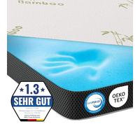 MKS 7cm Gel Surmatelas 200 x 200 cm, H3 Mémoire de Forme Viscoélastique, sur Matelas Mousse Ferme & Moelleux, Housse Bambou Amovible, Respirant & Rafraîchissant, Système Antidérapant