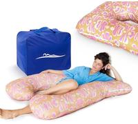 MKS Coussin de Grossesse pour Dormir 100x150 cm - Oreiller de Grossesse Ergonomique en U - Grand Support d’Allaitement - Accessoire maternité Lavable en Bambou Doux - (Coton/Hawaï)