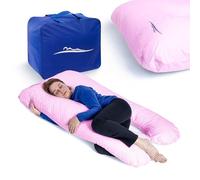 MKS Coussin de Grossesse pour Dormir 100x150 cm - Oreiller de Grossesse Ergonomique en U - Grand Support d’Allaitement - Accessoire maternité Lavable en Bambou Doux - (Coton/Rose)