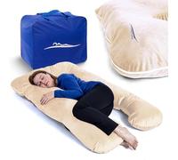 MKS Coussin de Grossesse pour Dormir 100x150 cm - Oreiller de Grossesse Ergonomique en U - Grand Support d’Allaitement - Accessoire maternité Lavable en Bambou Doux - (Micropeluche/Pêche)