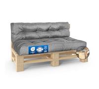 MKS Coussin Palette Lot de 2 (1 × 120x80 cm + 1 × 120x40 cm) | Coussin pour Palette Exterieur Impermeable avec Sangles | Matelas Palette Confortable pour canapé Balcon Jardin
