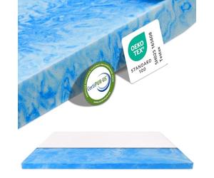 MKS Dream Komfort Surmatelas en mousse gel 200 x 200 cm 5 cm pour matelas, mousse à mémoire de forme H3/H4 avec forme ergonomique, effet soulageant la pression et housse respirante