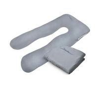 MKS KomfortKissen Kids Original Housse de rechange, taille unique, 60 x 120 cm, taie d'oreiller lavable pour enfants, pour personnes dormant sur le côté en forme de U, gris