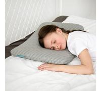 MKS Oreiller Ergonomique pour Enfant | Coussin Cervical avec Taie en Bambou | Oreiller Plat en Mousse à Mémoire 5cm (3-12 Ans) | Sac de Transport Inclus