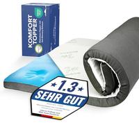 MKS.® Surmatelas en gel 160 x 200 cm - 7 cm en mousse à mémoire de forme avec double dureté H3 - Surmatelas en mousse gel soulageant la pression avec housse en bambou respirante et flux d'air 3D -