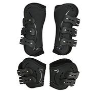 MKSDJFKA Bottes de Jambe arrière Avant de Cheval, Absorption des Chocs, Respirantes, Coque Avant Ouverte en PU, Bottes de Tendon de Cheval pour Saut d'obstacles, Protection de Jambe de (L)