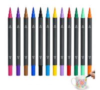 MKtoko 12 Couleurs Feutre Acrylique à Double Pointe, Stylo Marqueur Peinture Acrylique pour Bois, Toile, Pierre, Tissu, Peinture sur Roche, Verre, Surfaces en Céramique, Objets Artisanaux DIY