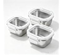 MKTOLHUS Lot de 5 récipients empilables en acier inoxydable | Boîtes à goûter étanches avec couvercles, empilables, pour le déjeuner des tout-petits, organisation de la cuisine, blanc