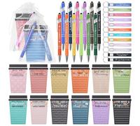 Mkway 12 Set Teacher Appreciation Gifts Bulk Team - 12 Coffee Cup Notepad+ 12 Ballpoint Pens+ 12 Drawstring Gift Bags + 12 Keychain, Bulk Gifts for School Office Christmas Teacher's Day Coworker Nurse