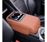 MKWGZPGW Coussin D'Accoudoir Voiture pour Ford Ranger/Everest 2016-2024, Coussin D'accoudoir Universel Console Centrale en Cuir, avec Portegobelet, Accessoires,Brown