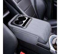 MKWGZPGW Coussin D'Accoudoir Voiture pour Ford Ranger/Everest 2016-2024, Coussin D'accoudoir Universel Console Centrale en Cuir, avec Portegobelet, Accessoires,Grey