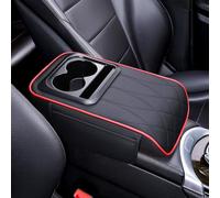 MKWGZPGW Coussin D'Accoudoir Voiture pour Ford Ranger/Everest 2016-2024, Coussin D'accoudoir Universel Console Centrale en Cuir, avec Portegobelet, Accessoires,Black Red