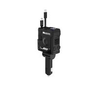 MKWGZPGW Rétractables Chargeur Voiture pour VW Passat/Polo/Tiguan/Touareg/Touran/T-Cross/T-Roc/Up, avec 2 Câbles Voltmètre, Allume Cigare, Charge Rapide 12V/24V, 180° Prise Ajustable,Black